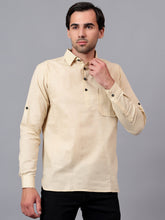 Yugnik Men's Slim Fit Full Sleeve Spread Collar Daily Wear Cotton Short Kurta