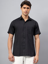 Yugnik Men's Slim Fit Half Sleeve Spread Collar Cotton Blend Black Color Casual Shirt for Men