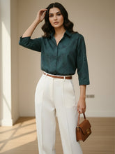 Women 3/4Th sleeve Spread Collar Print Shirts