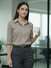 Women 3/4Th sleeve Spread Collar Shirts