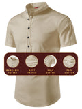 Yugnik Men's Slim Fit Half Sleeve Beige Color Pure Cotton Short Kurta