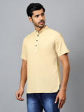 Yugnik Men's Slim Fit Half Sleeve Daily Wear Cotton Short Kurta