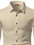 Yugnik Men's Slim Fit Beige with Black Color Cotton Blend Formal Shirt Pack 2