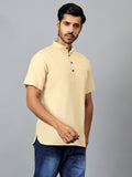 Yugnik Men's Slim Fit Half Sleeve Daily Wear Cotton Short Kurta