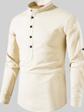 Yugnik Men's Slim Fit Light Beige With Black Color Cotton Short Kurta Pack 2