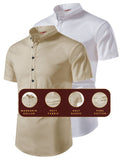 Yugnik Men's Slim Fit Beige with White Color Pure Cotton Half Sleeve Short Kurta Pack 2