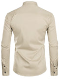 Yugnik Men's Slim Fit Beige Color Cotton Blend Casual Shirt