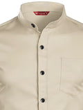 Yugnik Men's Slim Fit Beige with White Color Cotton Blend Casual Shirt Pack 2