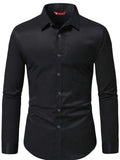 Yugnik Men's Slim Fit Black Color Cotton Blend Formal Shirt