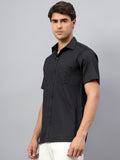 Yugnik Men's Slim Fit Half Sleeve Spread Collar Cotton Blend Black Color Casual Shirt for Men
