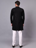 Yugnik Men's Pista Chikankari Florist Sequined Long Kurta Set