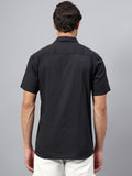 Yugnik Men's Slim Fit Half Sleeve Spread Collar Cotton Blend Black Color Casual Shirt for Men
