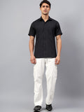 Yugnik Men's Slim Fit Half Sleeve Spread Collar Cotton Blend Black Color Casual Shirt for Men