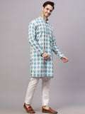 Yugnik Men's Chyan Crochet Fabric Floral Design Thread Work Long Kurta Set