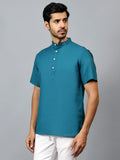 Yugnik Men's Slim Fit Half Sleeve Daily Wear Cotton Short Kurta