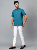 Yugnik Men's Slim Fit Half Sleeve Daily Wear Cotton Short Kurta