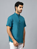 Yugnik Men's Slim Fit Half Sleeve Daily Wear Cotton Short Kurta