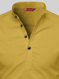 Yugnik Men's Slim Fit Dark Yellow with White Color Cotton Short Kurta Pack 2