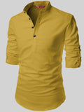 Yugnik Men's Slim Fit Dark Yellow with White Color Cotton Short Kurta Pack 2