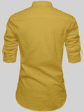 Yugnik Men's Slim Fit Dark Yellow with White Color Cotton Short Kurta Pack 2