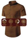 Yugnik Men's Slim Fit Half Sleeve Beige Color Pure Cotton Short Kurta