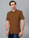 Yugnik Men's Slim Fit Half Sleeve Daily Wear Cotton Short Kurta