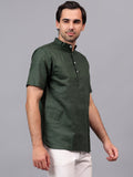 Yugnik Men's Slim Fit Half Sleeve Daily Wear Cotton Short Kurta