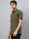 Yugnik Men's Slim Fit Half Sleeve Spread Collar Cotton Blend Black Color Casual Shirt for Men