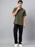 Yugnik Men's Slim Fit Half Sleeve Spread Collar Cotton Blend Black Color Casual Shirt for Men
