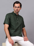 Yugnik Men's Slim Fit Half Sleeve Daily Wear Cotton Short Kurta