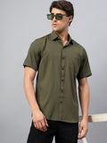 Yugnik Men's Slim Fit Half Sleeve Spread Collar Cotton Blend Black Color Casual Shirt for Men