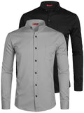 Yugnik Men's Slim Fit Beige with Black Color Cotton Blend Casual Shirt Pack 2