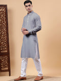 Yugnik Men's Beige Solid Pure Cotton Spread Collar Long Kurta Pajama Set