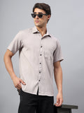 Yugnik Men's Slim Fit Half Sleeve Spread Collar Cotton Blend Black Color Casual Shirt for Men