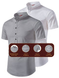 Yugnik Men's Slim Fit Beige with White Color Pure Cotton Half Sleeve Short Kurta Pack 2