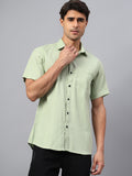 Yugnik Men's Slim Fit Half Sleeve Spread Collar Cotton Blend Black Color Casual Shirt for Men