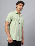 Yugnik Men's Slim Fit Half Sleeve Spread Collar Cotton Blend Black Color Casual Shirt for Men