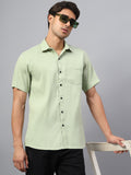 Yugnik Men's Slim Fit Half Sleeve Spread Collar Cotton Blend Black Color Casual Shirt for Men