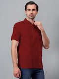 Yugnik Men's Slim Fit Half Sleeve Daily Wear Cotton Short Kurta