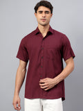 Yugnik Men's Slim Fit Half Sleeve Spread Collar Cotton Blend Black Color Casual Shirt for Men