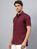 Yugnik Men's Slim Fit Half Sleeve Spread Collar Cotton Blend Black Color Casual Shirt for Men
