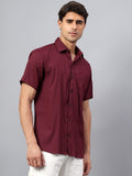 Yugnik Men's Slim Fit Half Sleeve Spread Collar Cotton Blend Black Color Casual Shirt for Men