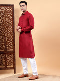 Yugnik Men's Beige Solid Pure Cotton Spread Collar Long Kurta Pajama Set