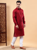 Yugnik Men's Beige Solid Pure Cotton Spread Collar Long Kurta Pajama Set