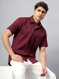 Yugnik Men's Slim Fit Half Sleeve Spread Collar Cotton Blend Black Color Casual Shirt for Men