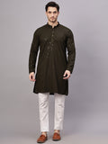 Yugnik Men's Yellow Chikankari Embroidered Sequined Long Kurta Set