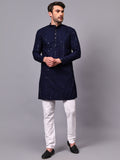 Yugnik Men's Pista Chikankari Florist Sequined Long Kurta Set