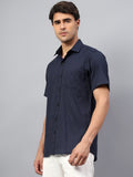 Yugnik Men's Slim Fit Half Sleeve Spread Collar Cotton Blend Black Color Casual Shirt for Men