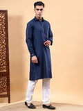 Yugnik Men's Beige Solid Pure Cotton Spread Collar Long Kurta Pajama Set