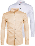 Yugnik Men's Slim Fit Beige with White Color Cotton Blend Casual Shirt Pack 2